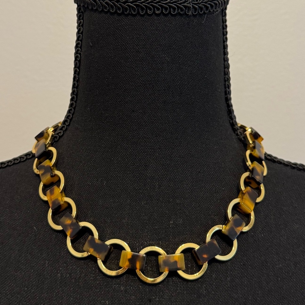 Gold and Tortoise Brown Chain Necklace
